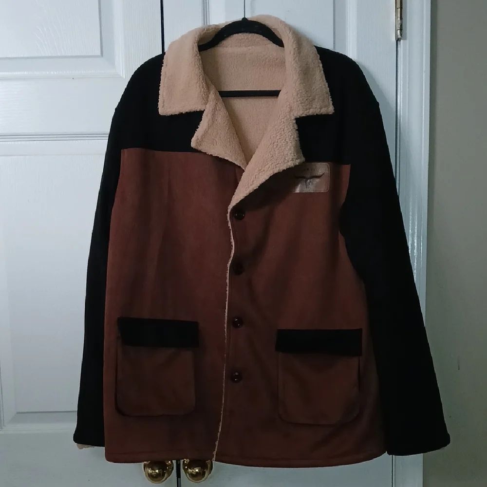 Men's Brown and Black Jacket with Cream Accents sherpa lining Sz 3XL NWOT